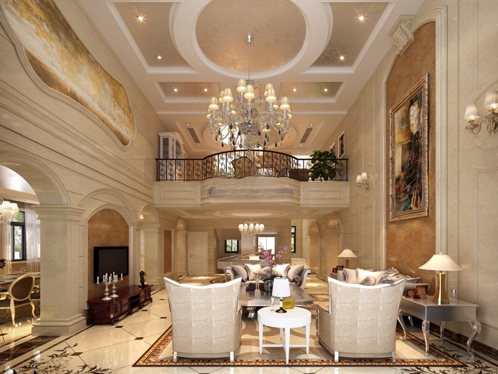 宝山区中环复地天地700平欧式风格独栋别墅客厅装修效果图