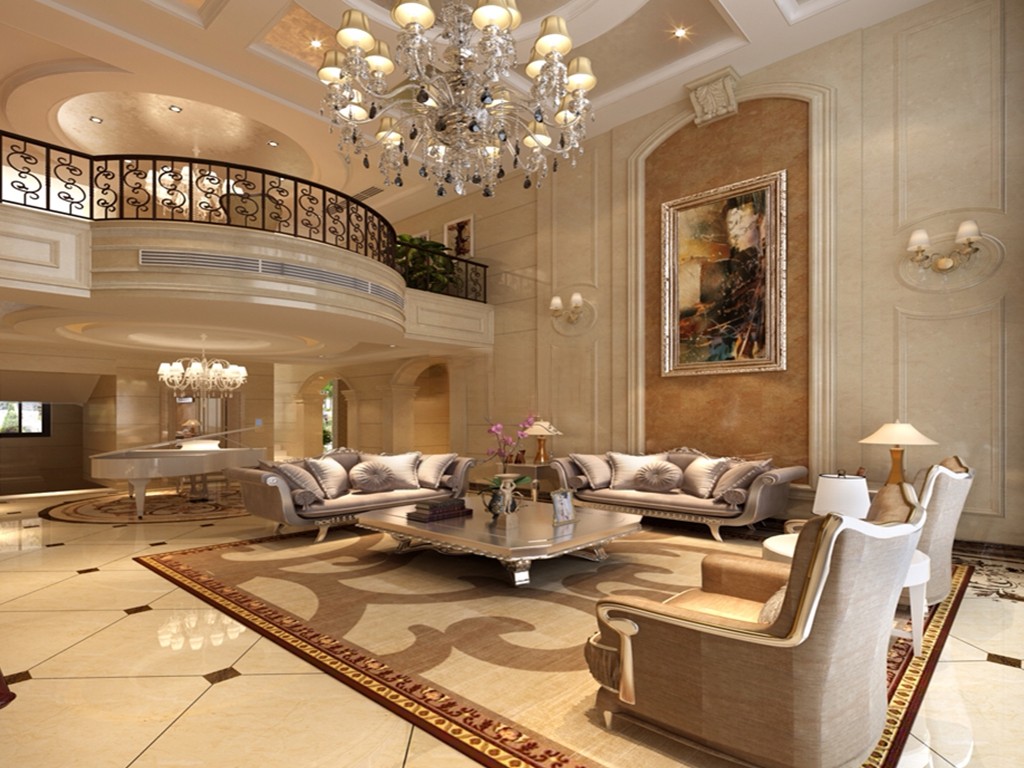 宝山区中环复地天地700平欧式风格独栋别墅客厅装修效果图