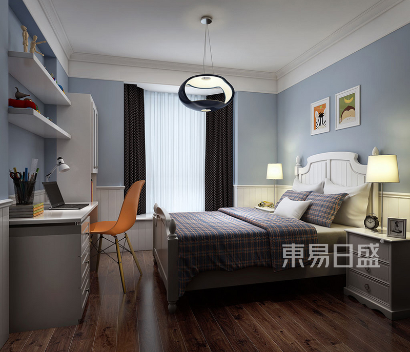 上海贵龙园150平简美风格住宅卧室装修效果图