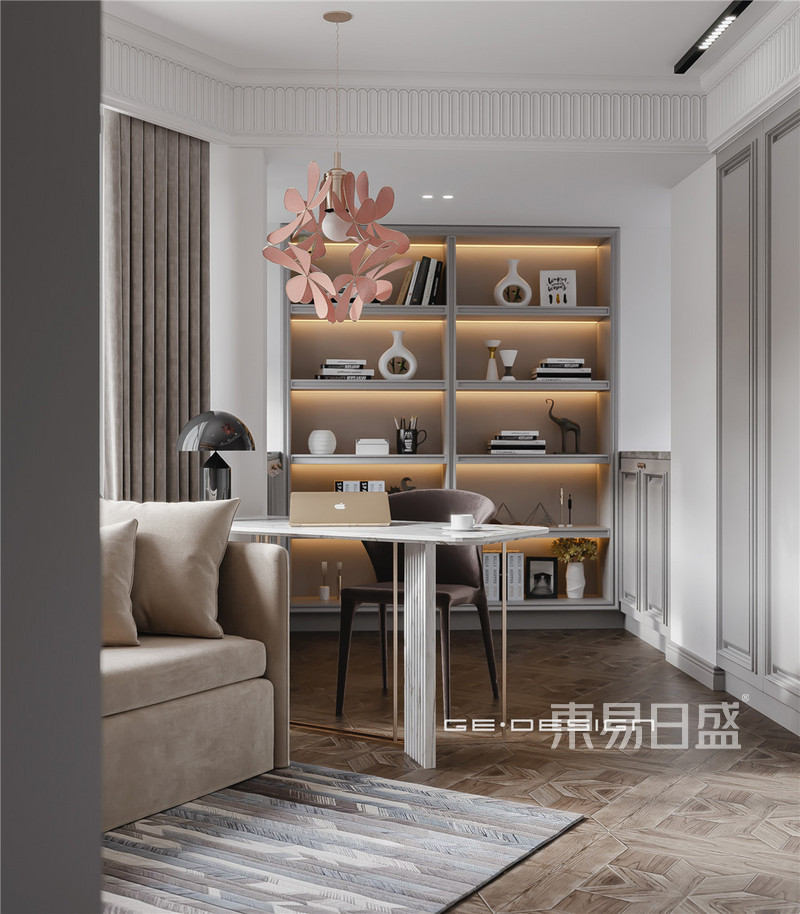 上海上海东方曼哈顿180平美式风格三居室书房装修效果图