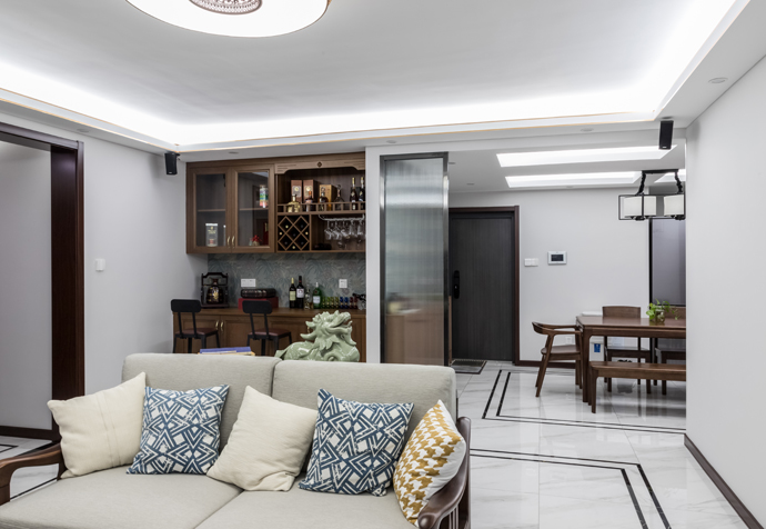 静安区南洋家园140平新中式风格公寓装修效果图