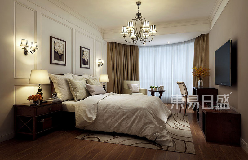 上海贵龙园150平简美风格住宅卧室装修效果图
