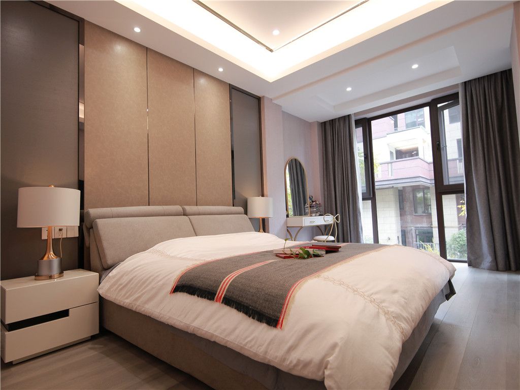 嘉定区远香湖一号230平现代轻奢风格独栋别墅卧室装修效果图