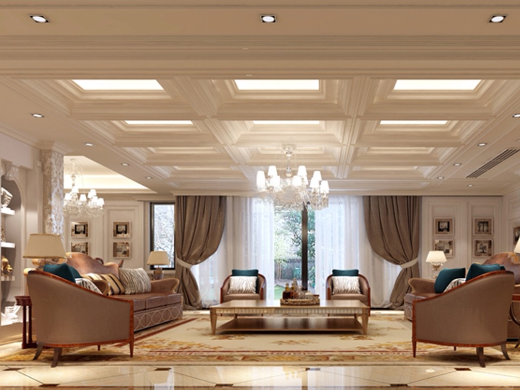 松江区中凯曼荼园700平欧式风格独栋别墅客厅装修效果图