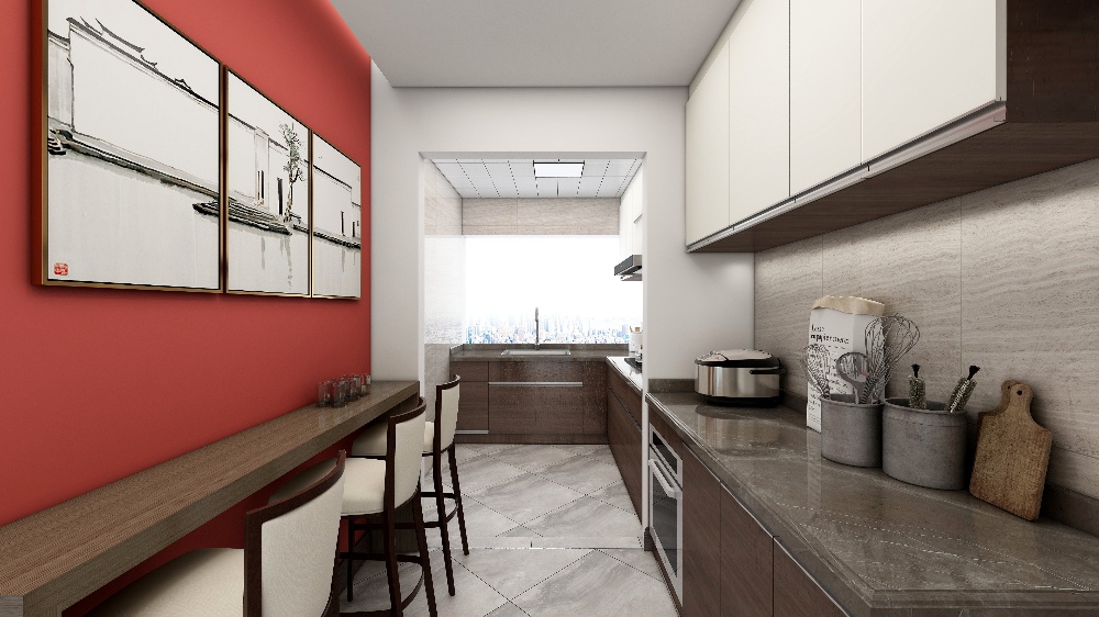 长宁区明欣公寓110新中式三室一厅厨房装修效果图