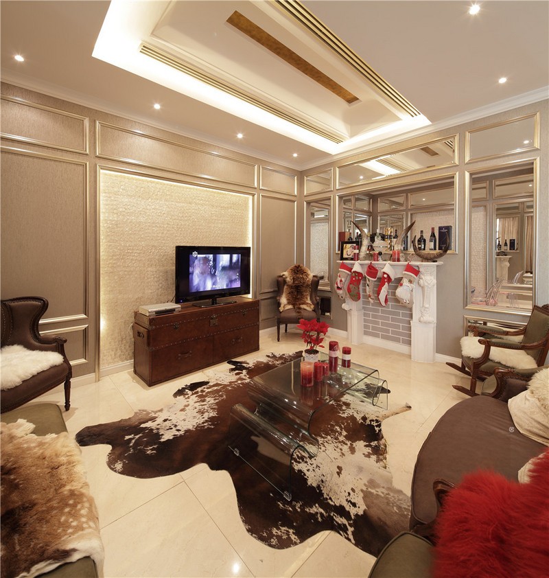 上海世茂滨江350平欧式古典风格别墅客厅装修效果图