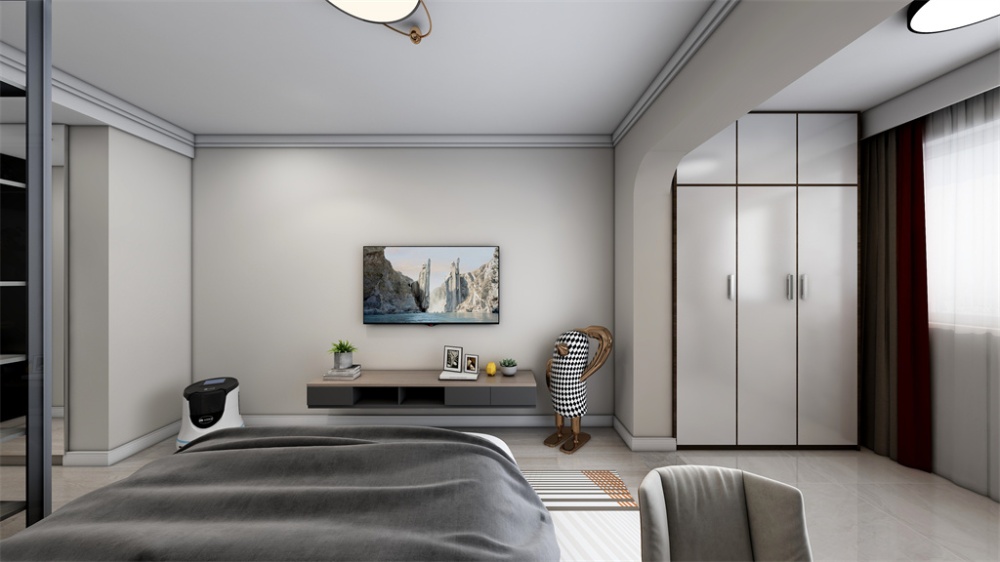 宝山区共和新路58现代简约两室一厅卧室装修效果图