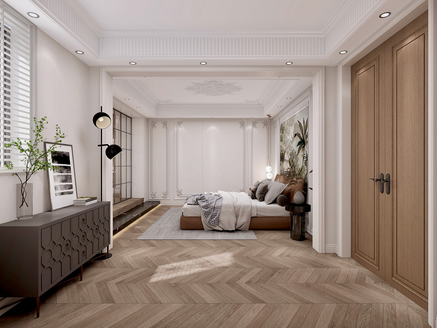 静安区蒙特利名都城180平法式风格复式卧室装修效果图