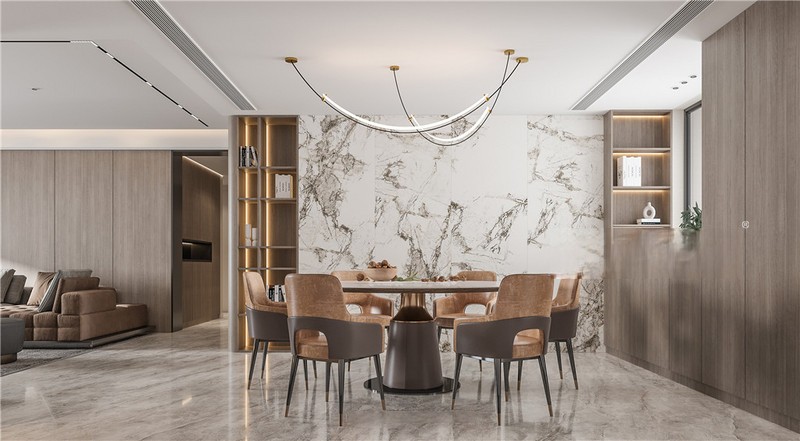 上海虹桥华庭190平现代简约风格三居室餐厅装修效果图