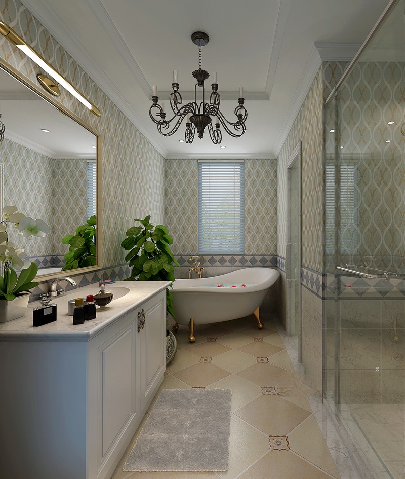 上海上海大华西郊350平欧式风格别墅卫生间装修效果图