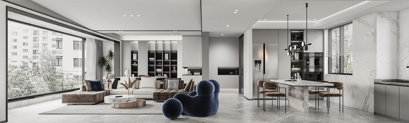 黄浦区翠湖天地200平现代风格大平层客厅装修效果图