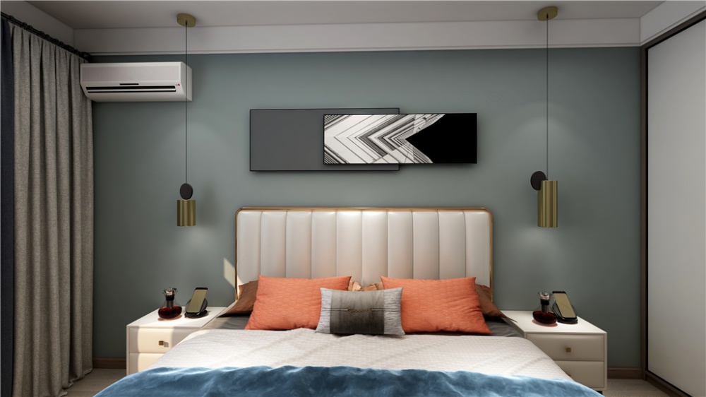 浦东灵山路80现代简约两室一厅卧室装修效果图