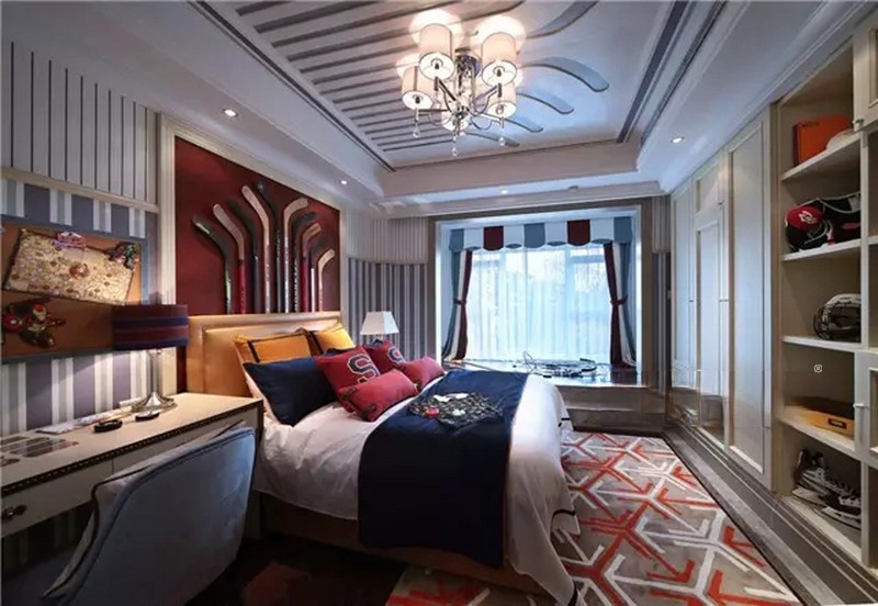 上海佘山高尔夫397平新古典风格别墅卧室装修效果图