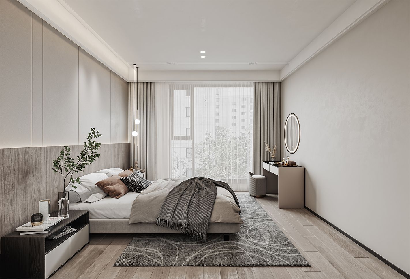 黄浦区翠湖天地200平现代风格大平层卧室装修效果图