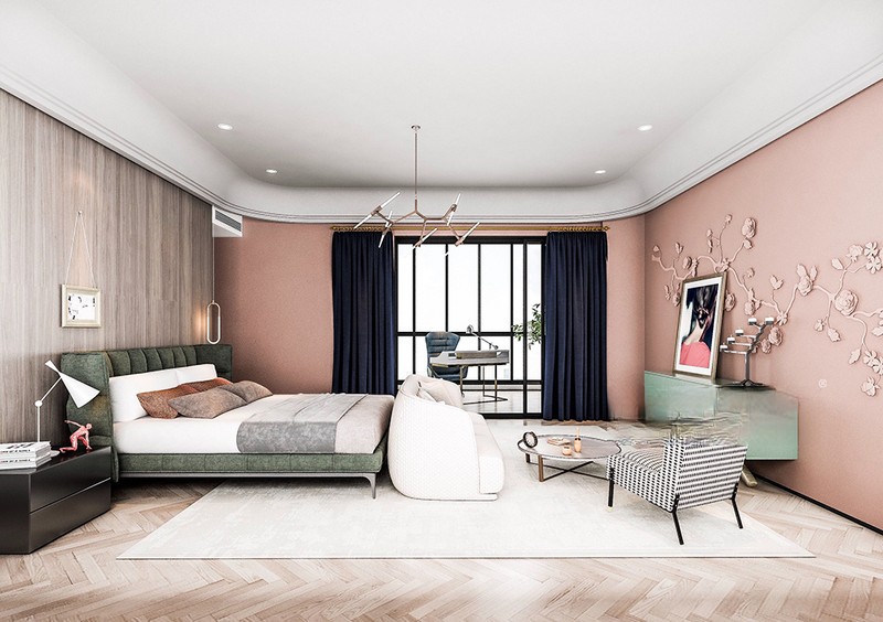 上海荷塘月色366平现代简约风格复式卧室装修效果图