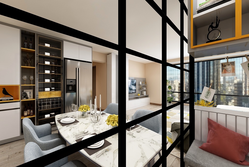 黄浦淡水公寓126平现代简约风格三房装修效果图