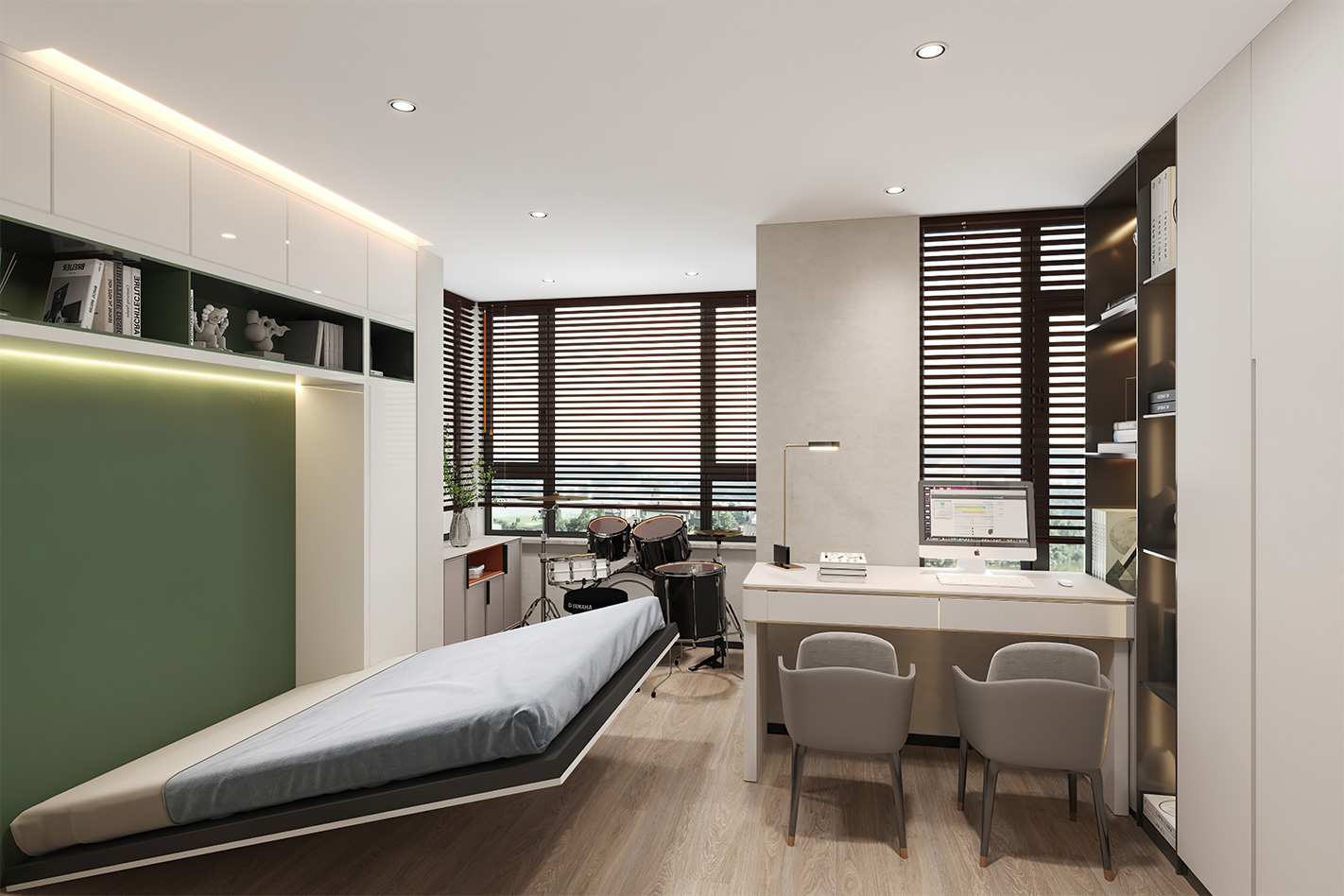 浦东城市经典290平现代风格独栋别墅卧室装修效果图