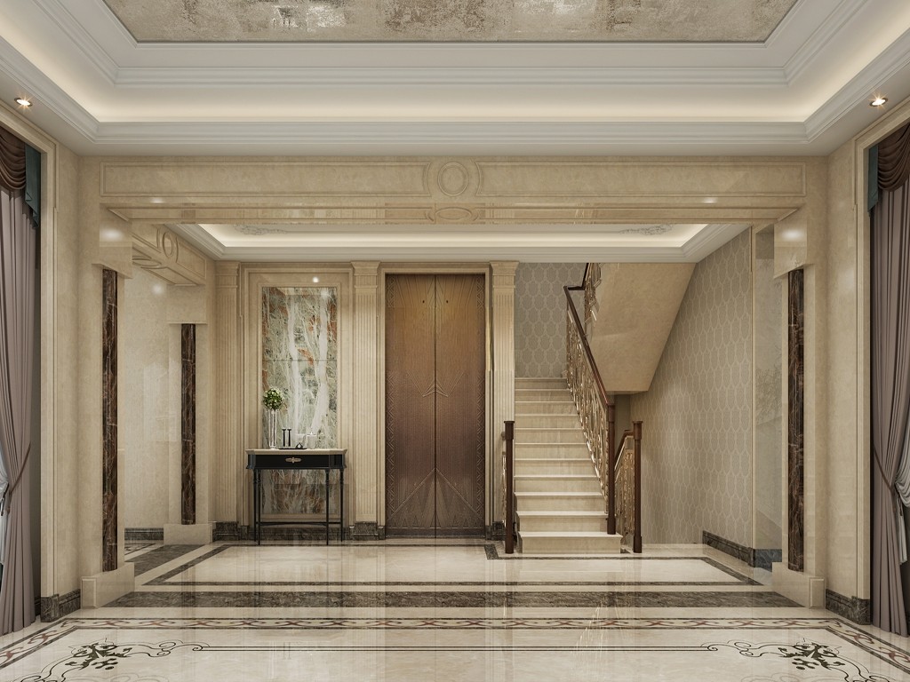 闵行区一品漫城500平欧式风格联排别墅楼梯装修效果图