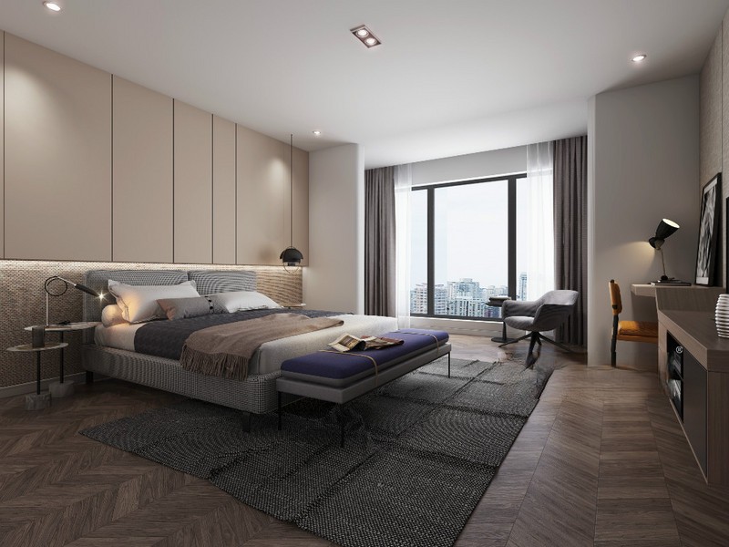 上海兴泰御都400平现代简约风格四居室卧室装修效果图