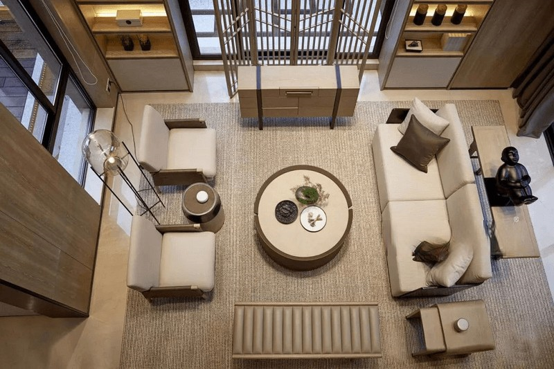 上海金兰雅墅350平日式风格住宅客厅装修效果图