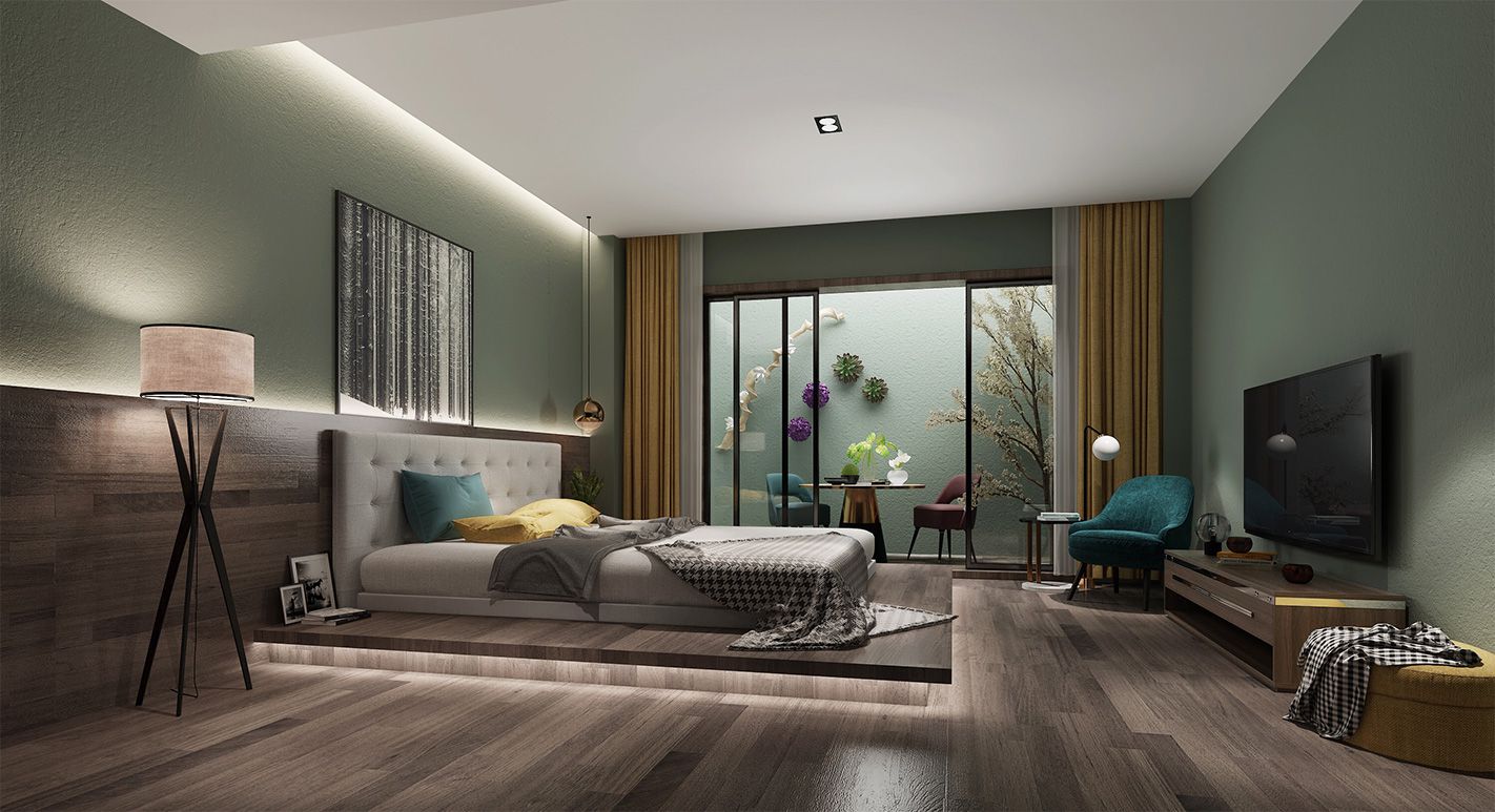 浦东尼德兰官邸420平现代极简风格大平层卧室装修效果图