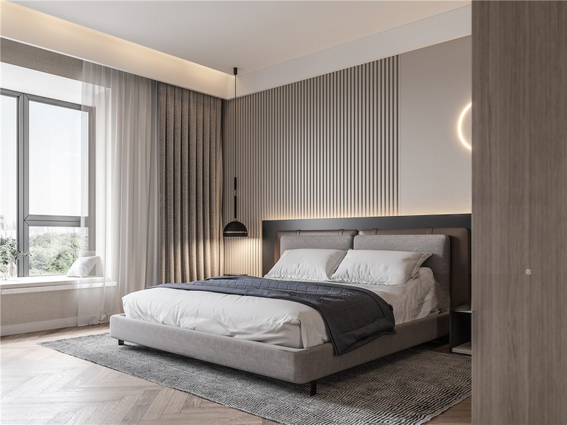 上海虹桥华庭190平现代简约风格三居室卧室装修效果图