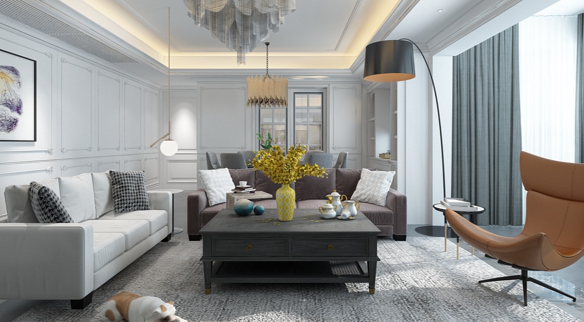 浦东新区灰色现代140平现代简约风格公寓装修效果图