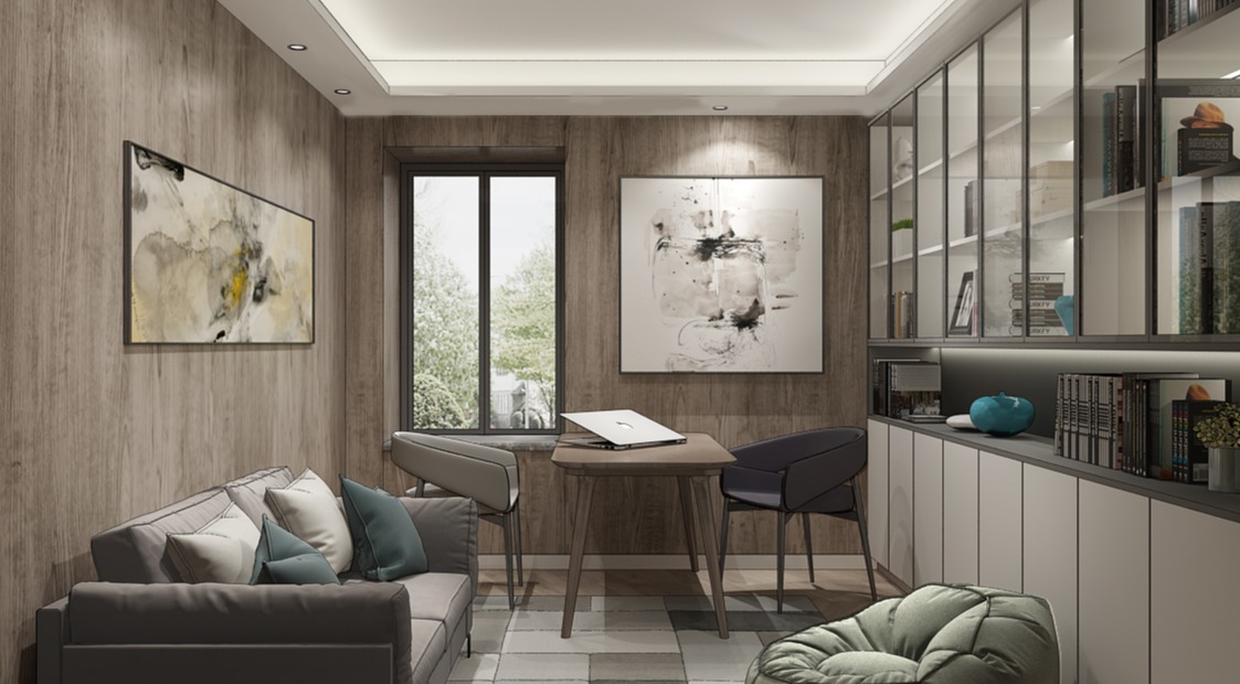 浦东新区灰色现代140平现代简约风格公寓装修效果图