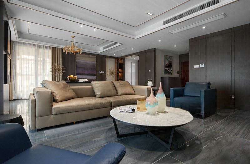上海丽水湾160平现代简约风格住宅客厅装修效果图