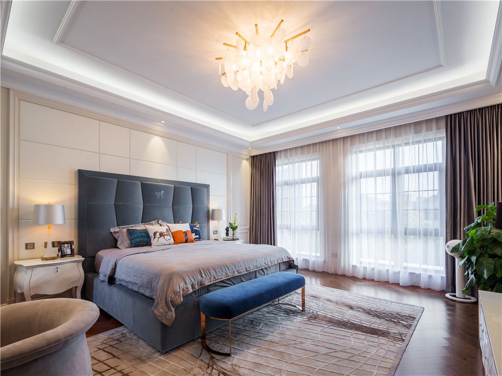 普陀区中海紫御豪庭550平欧式风格联排别墅卧室装修效果图