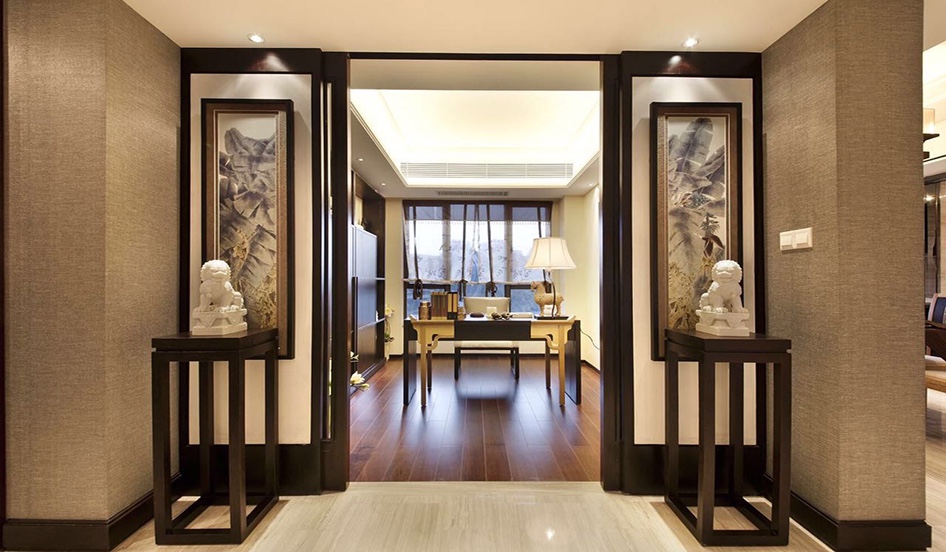 浦东南郊艺墅175平中式风格三室两厅装修效果图
