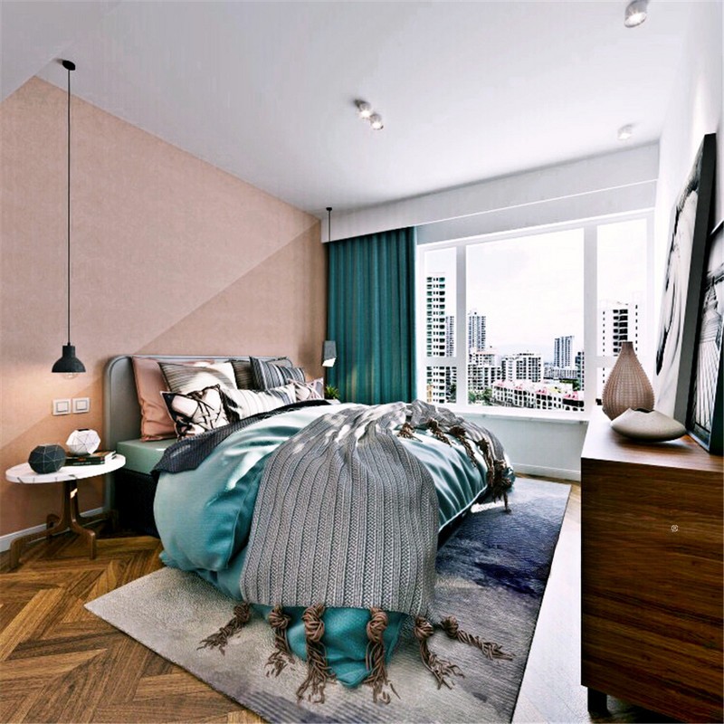 上海瑞虹新城105平现代简约风格三居室卧室装修效果图