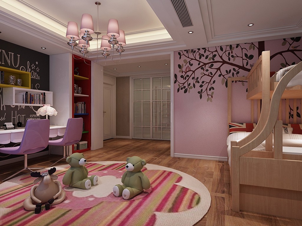 杨浦区橡树湾300平现代风格叠加别墅卧室装修效果图