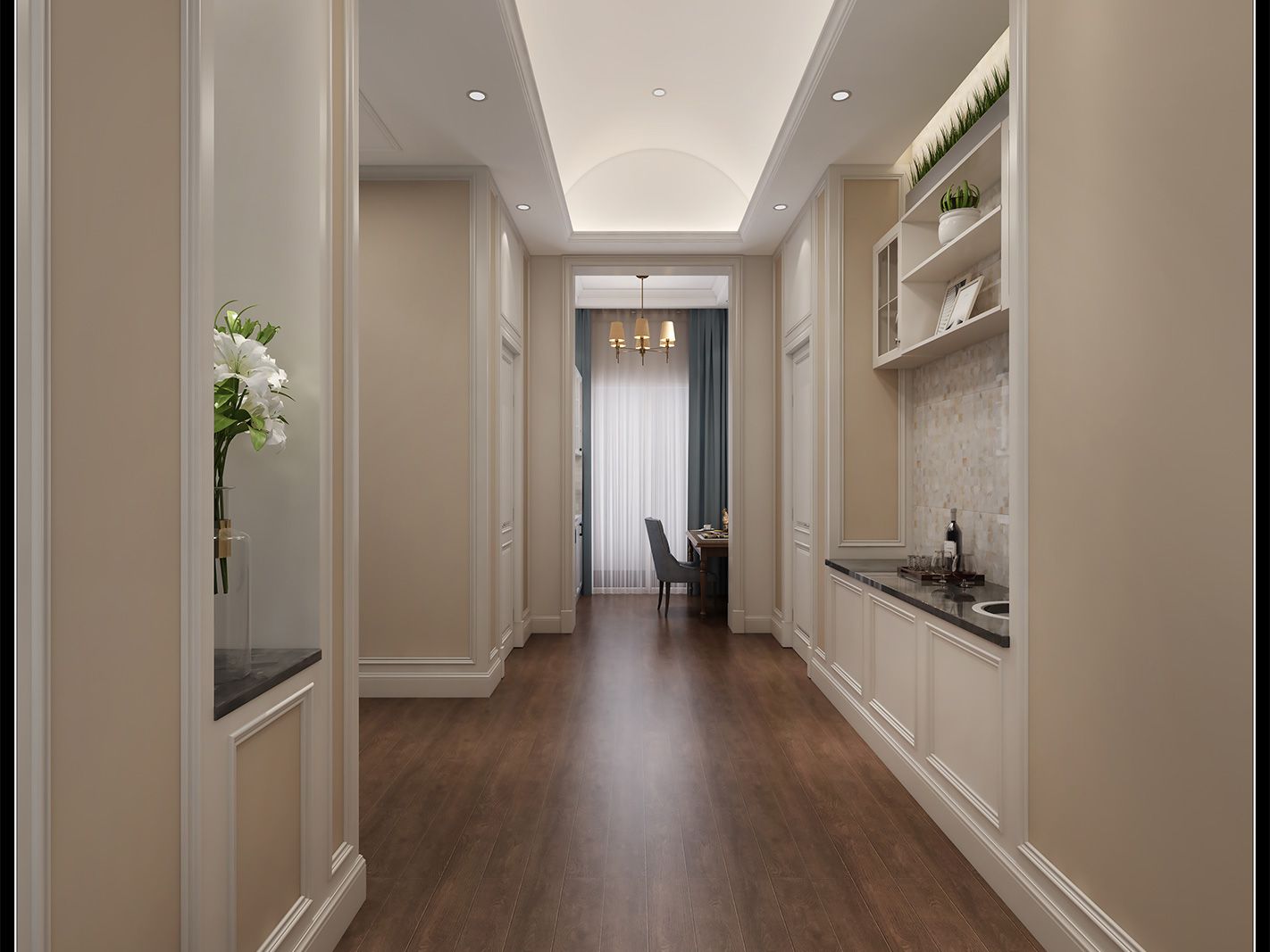 嘉定区中海翡翠500平美式风格独栋别墅走廊装修效果图
