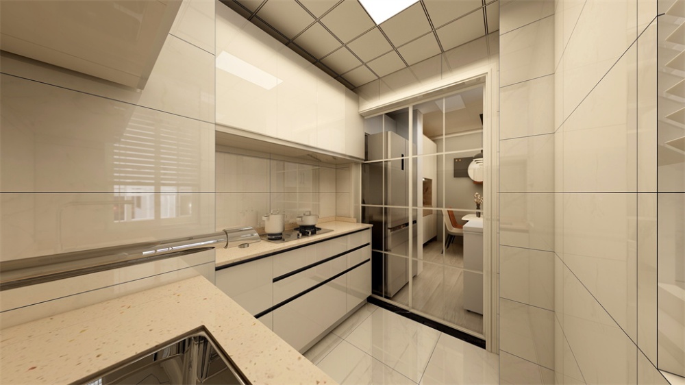 虹口区虹湾路66现代简约两室一厅厨房装修效果图
