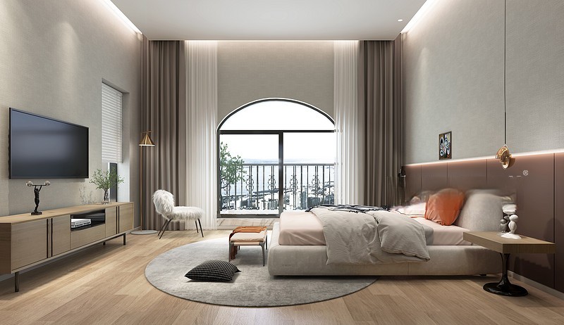 上海保利垄上600平现代简约风格别墅卧室装修效果图