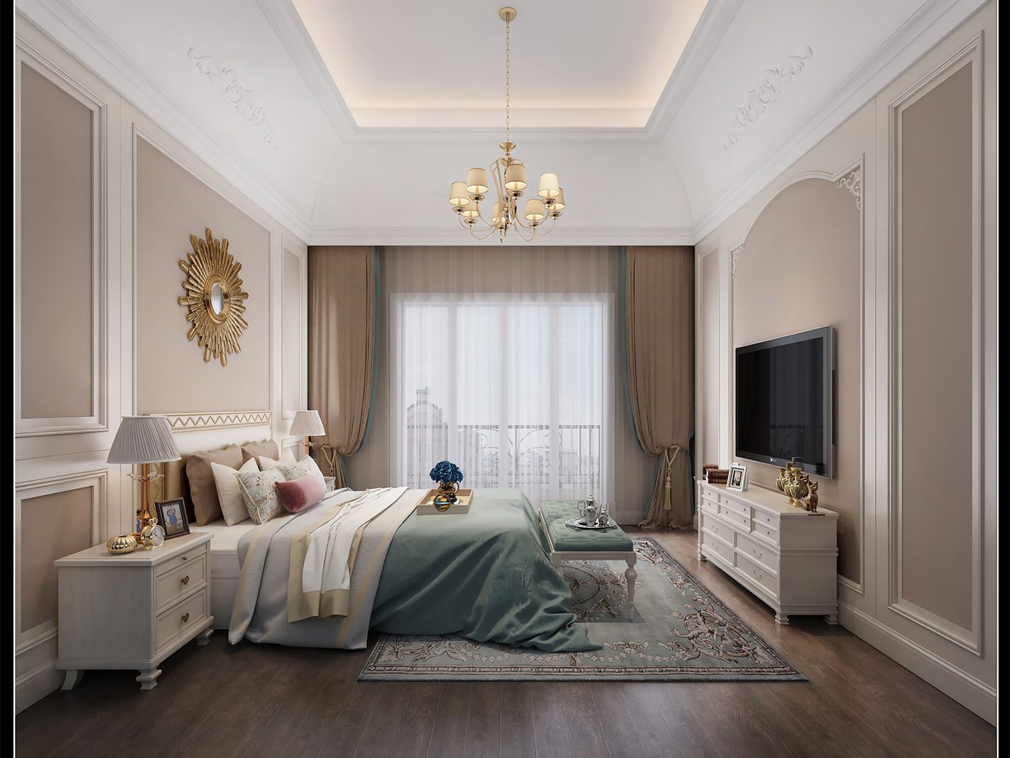 嘉定区中海翡翠500平美式风格独栋别墅卧室装修效果图