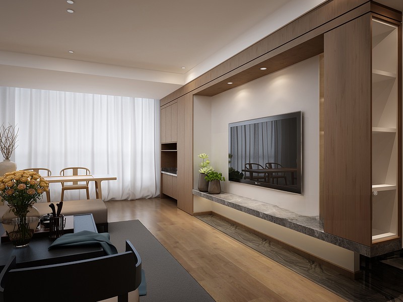 上海融创珑府120平现代简约风格住宅客厅装修效果图