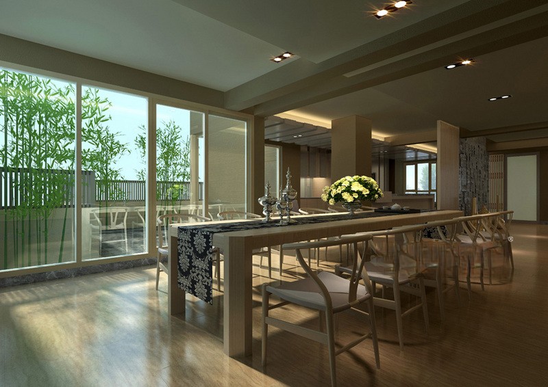 上海银杏家园180平港式风格四居室餐厅装修效果图