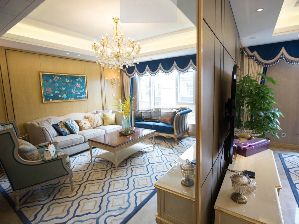 青浦区海珀风华184平欧式风格大平层客厅装修效果图