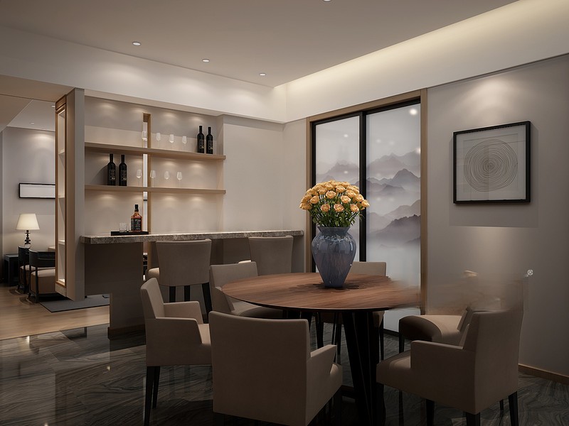 上海融创珑府120平现代简约风格住宅餐厅装修效果图