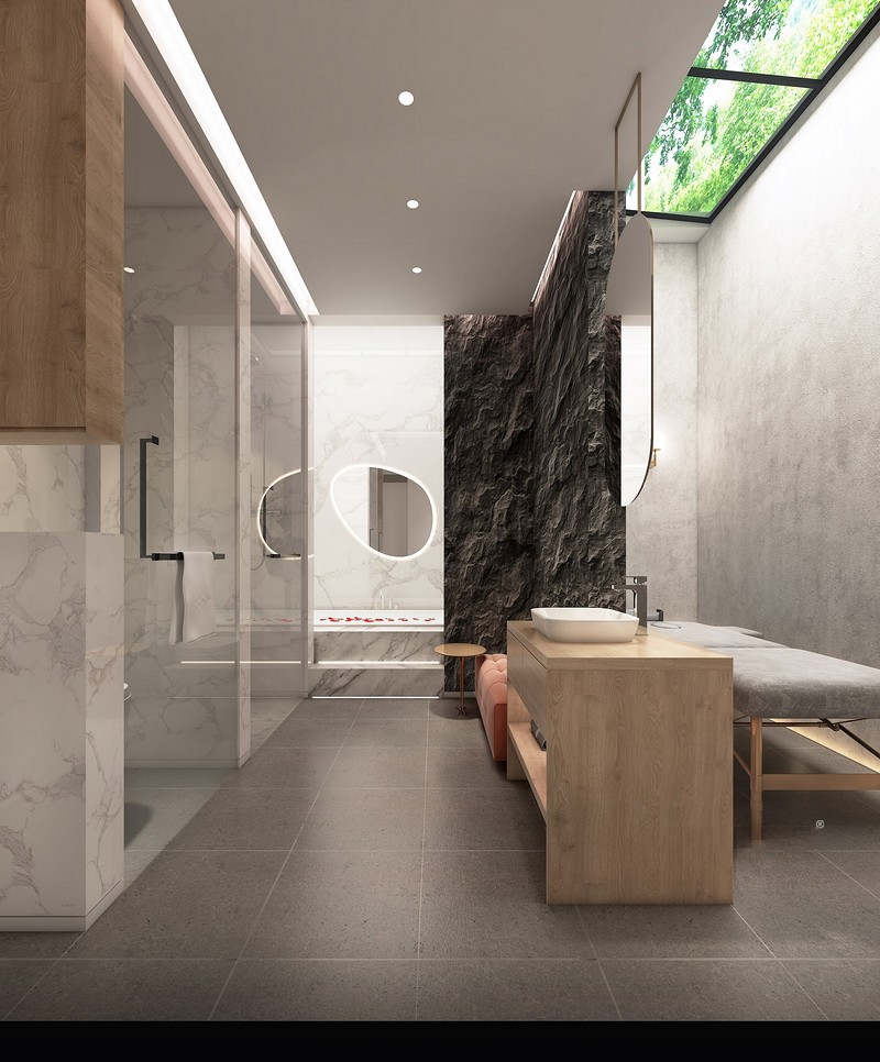 上海保利垄上600平现代简约风格别墅卫生间装修效果图