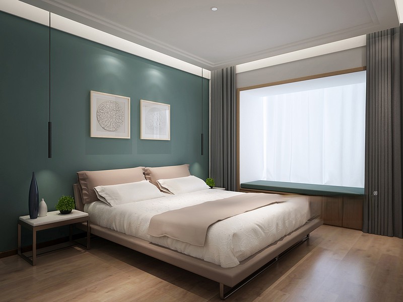上海融创珑府120平现代简约风格住宅卧室装修效果图