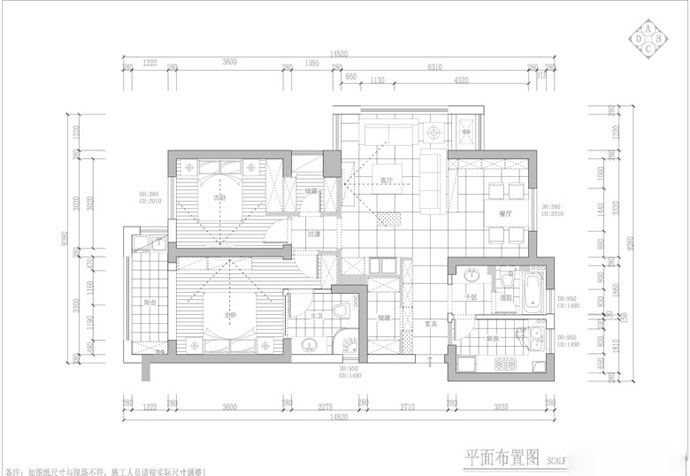 闵行区盛源花园86平美式风格公寓装修效果图