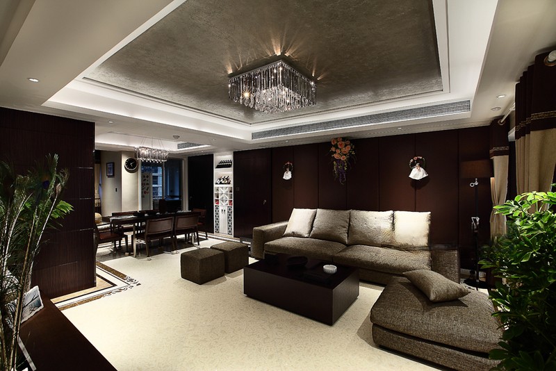 上海雅居乐花园146平新中式风格三居室客厅装修效果图
