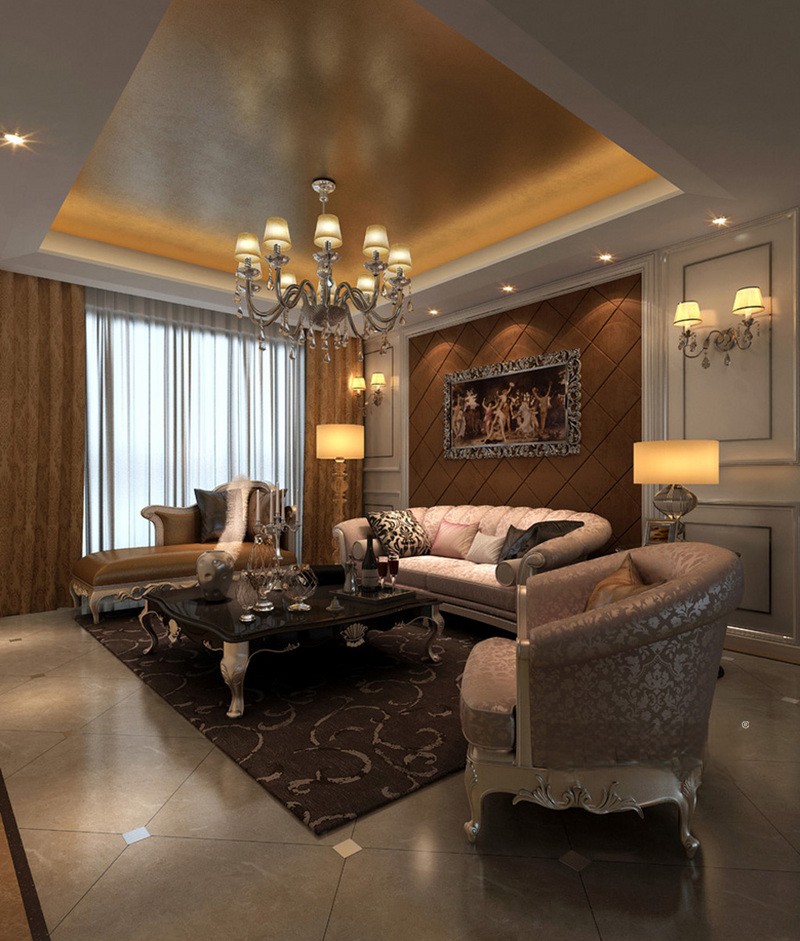 上海海港城150平新古典风格住宅客厅装修效果图