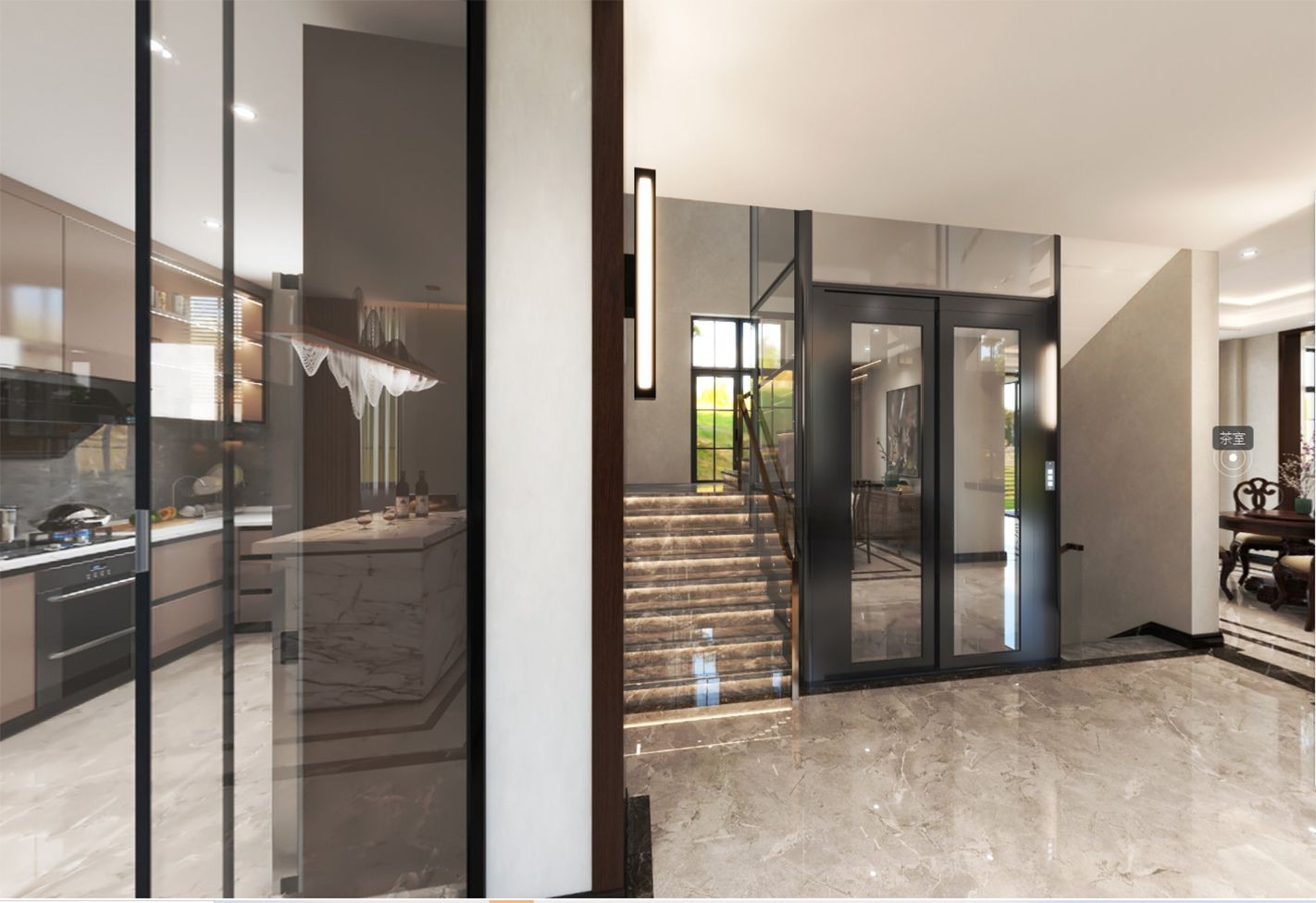 宝山区远洋鸿郡420平新中式风格独栋别墅楼梯装修效果图