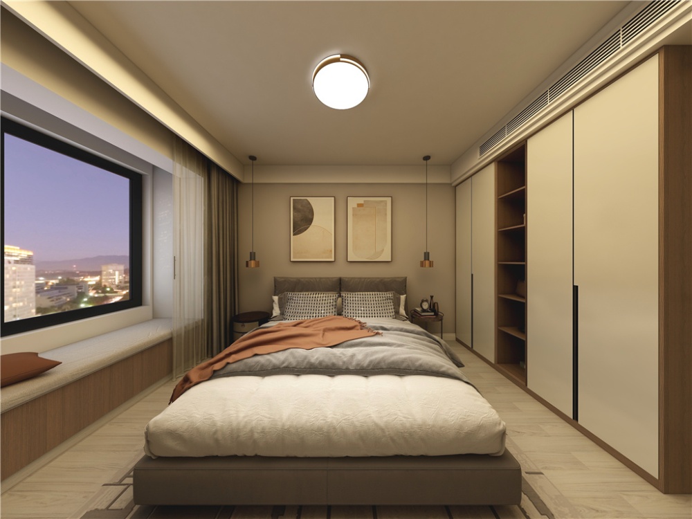 浦东中远行家75现代简约两室两厅卧室装修效果图