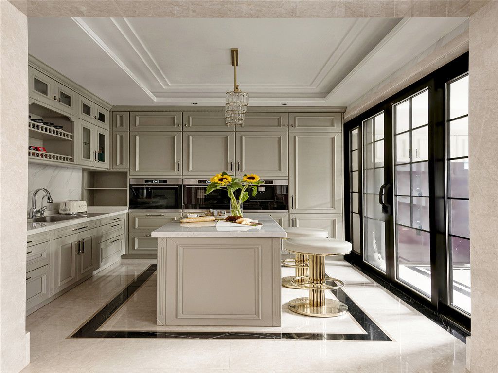 嘉定区华润中央公园600平欧式风格独栋别墅厨房装修效果图