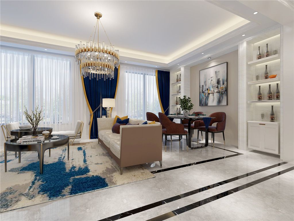 宝山区正荣国领160平法式风格大平层客厅装修效果图